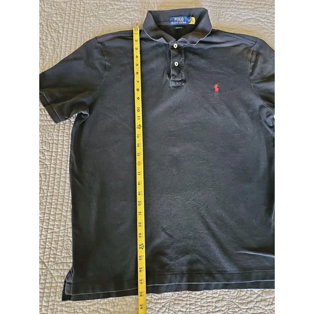 Polo Ralph Lauren Classic Fit Short Sleeve Shirt Size L Black Red Pony